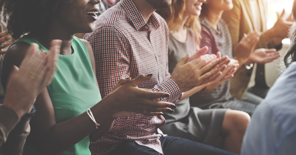Audience applaud clapping happiness appreciation training concept