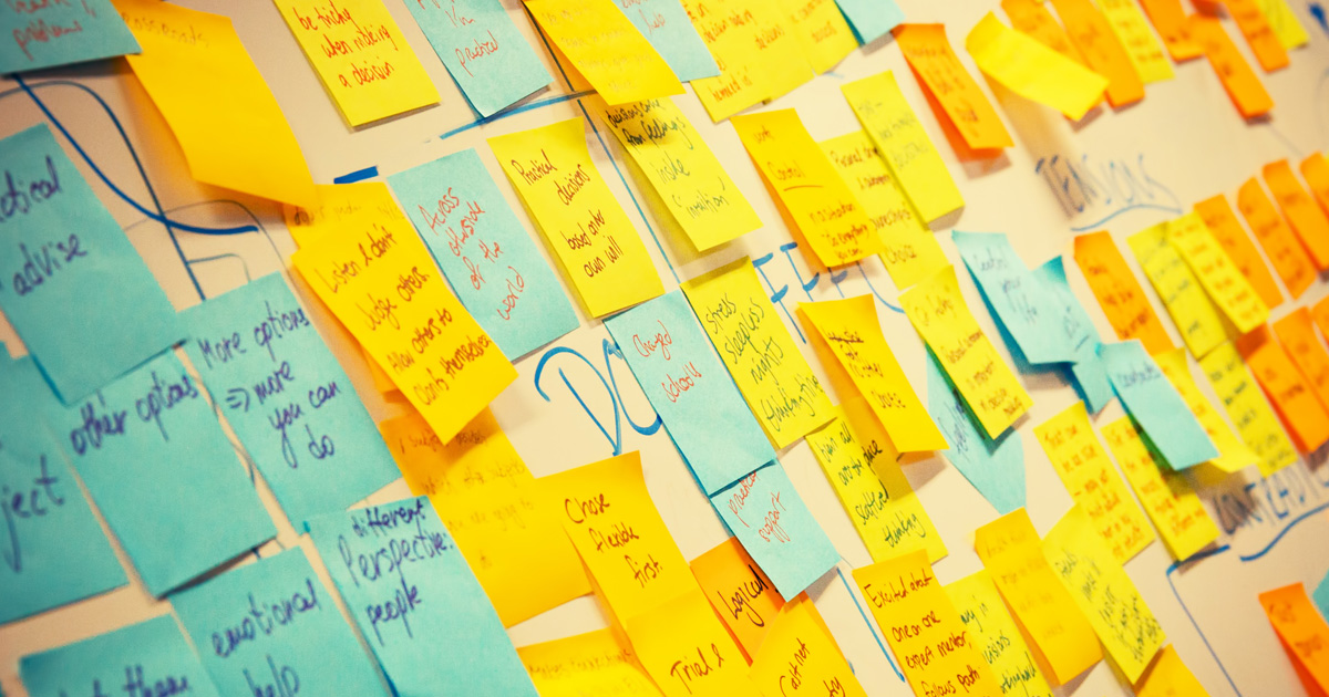 Whiteboard post-it colored notes